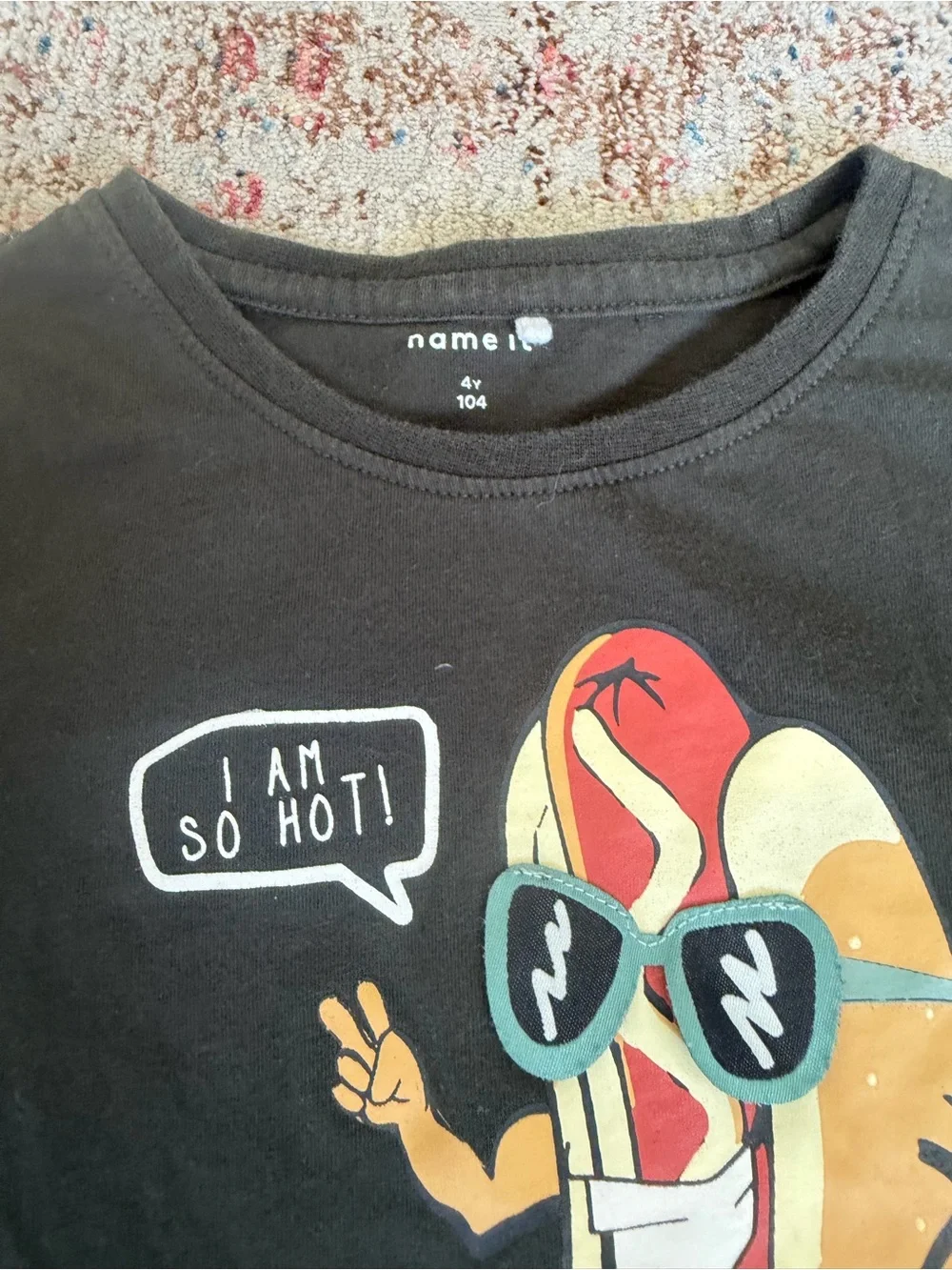 Name It Boys Long Sleeve Hot Dog Graphic Tee Size 4Y